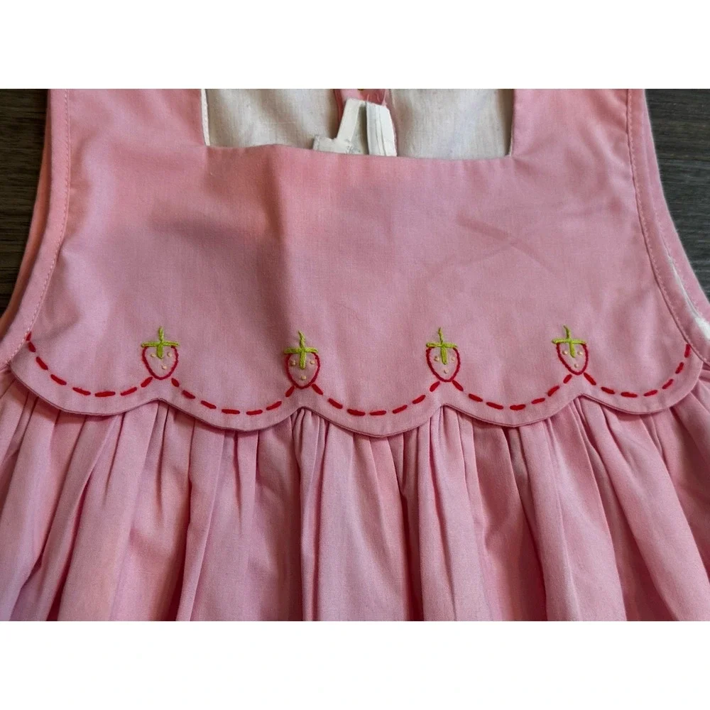 The Proper Peony Strawberry Fields Dress 6 Pink Embroidered Preppy Cottagecore